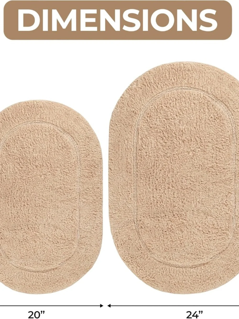 Superior Non-Slip 2 Piece Bath Rug Set, Ultra Plush, Soft and Absorbent 100% Com